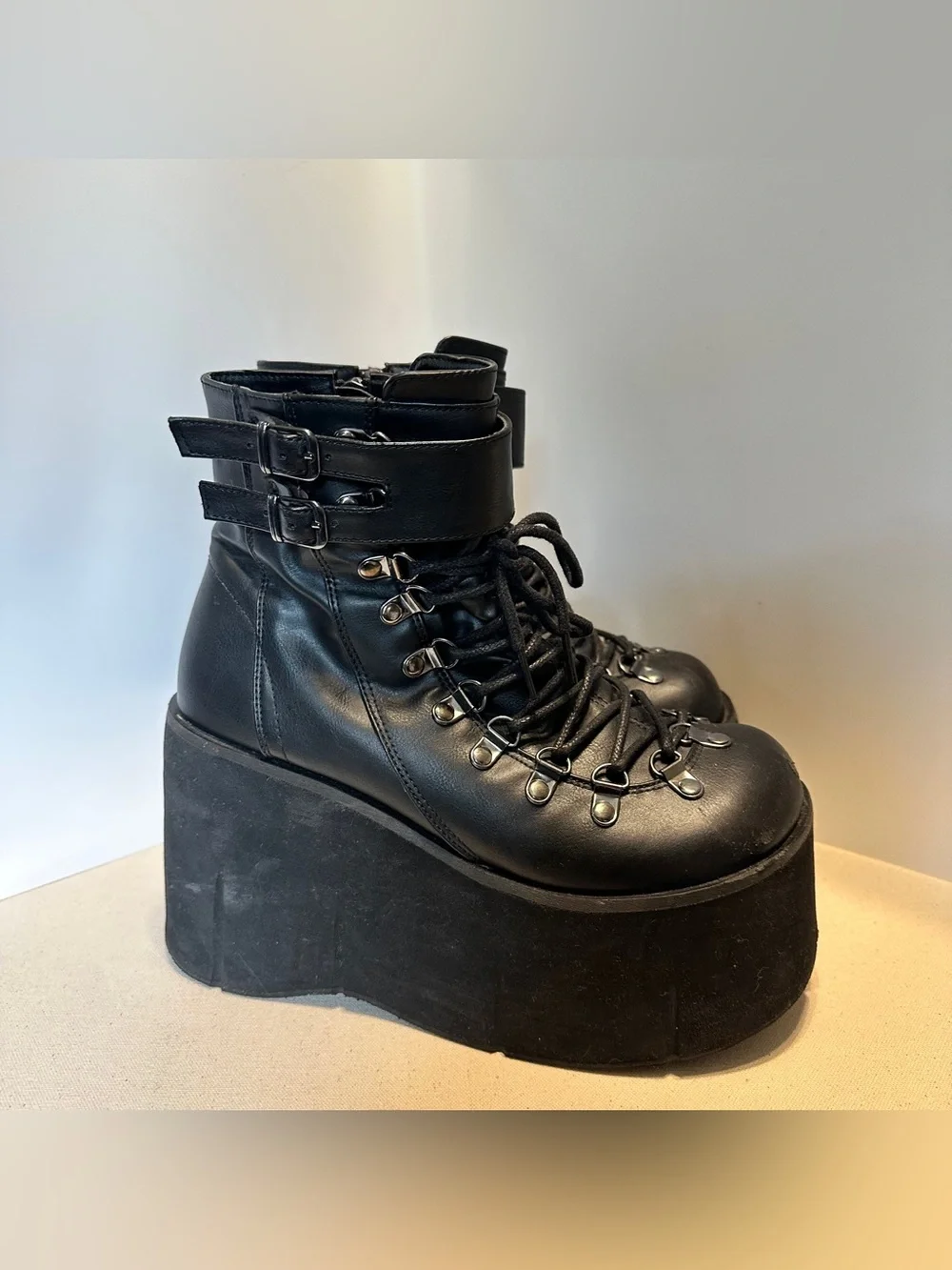 Demonia Kera 21 Ankle Platform Boot Black Size 10